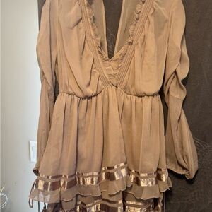 Stylish Taupe Ruffled Dress